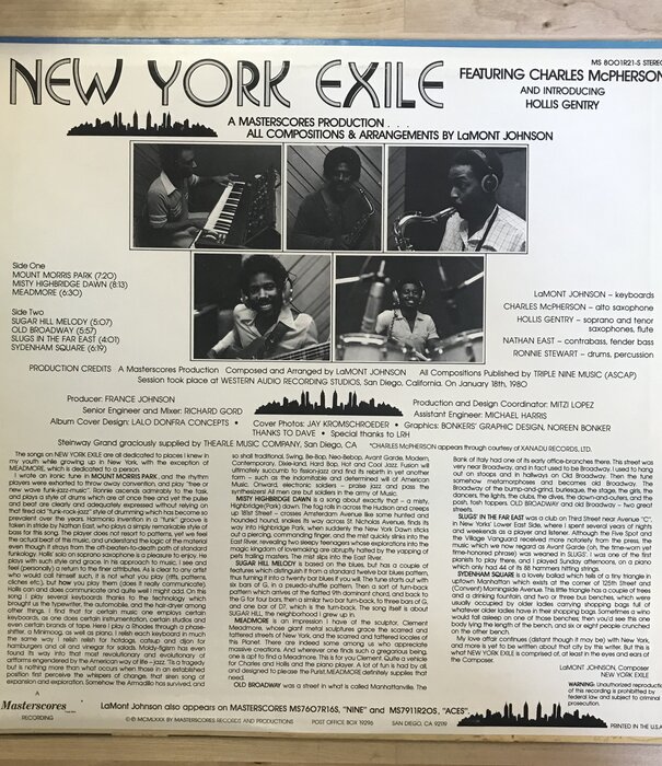 LaMont Johnson - New York Exile - MS8001R21 S - Vinyl LP (USED)