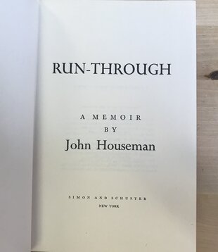 John Houseman - Run-Through - Hardback (USED - FE)