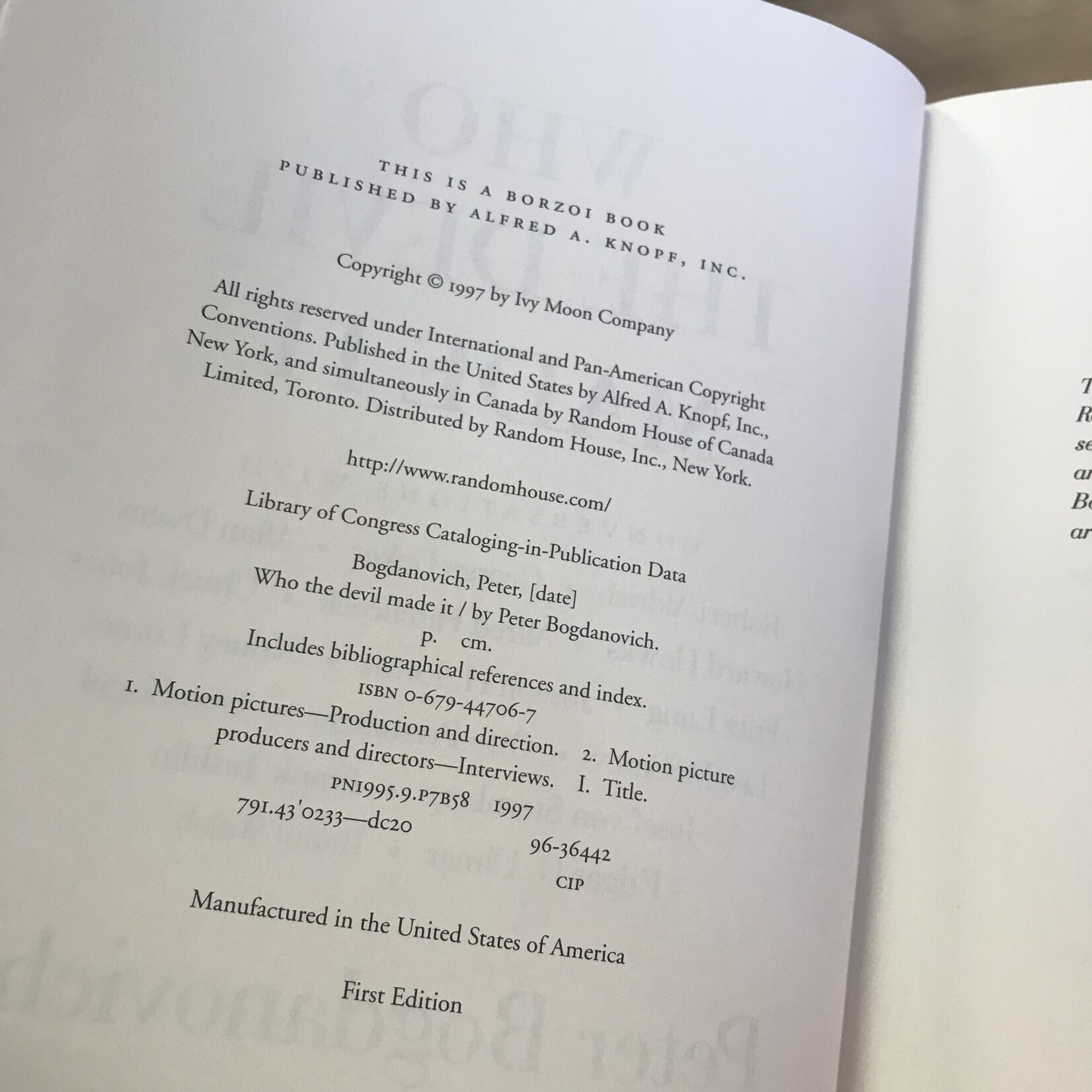 Peter Bogdanovich - Who The Devil Made It (Inscribed First Edition) - Hardback (USED)