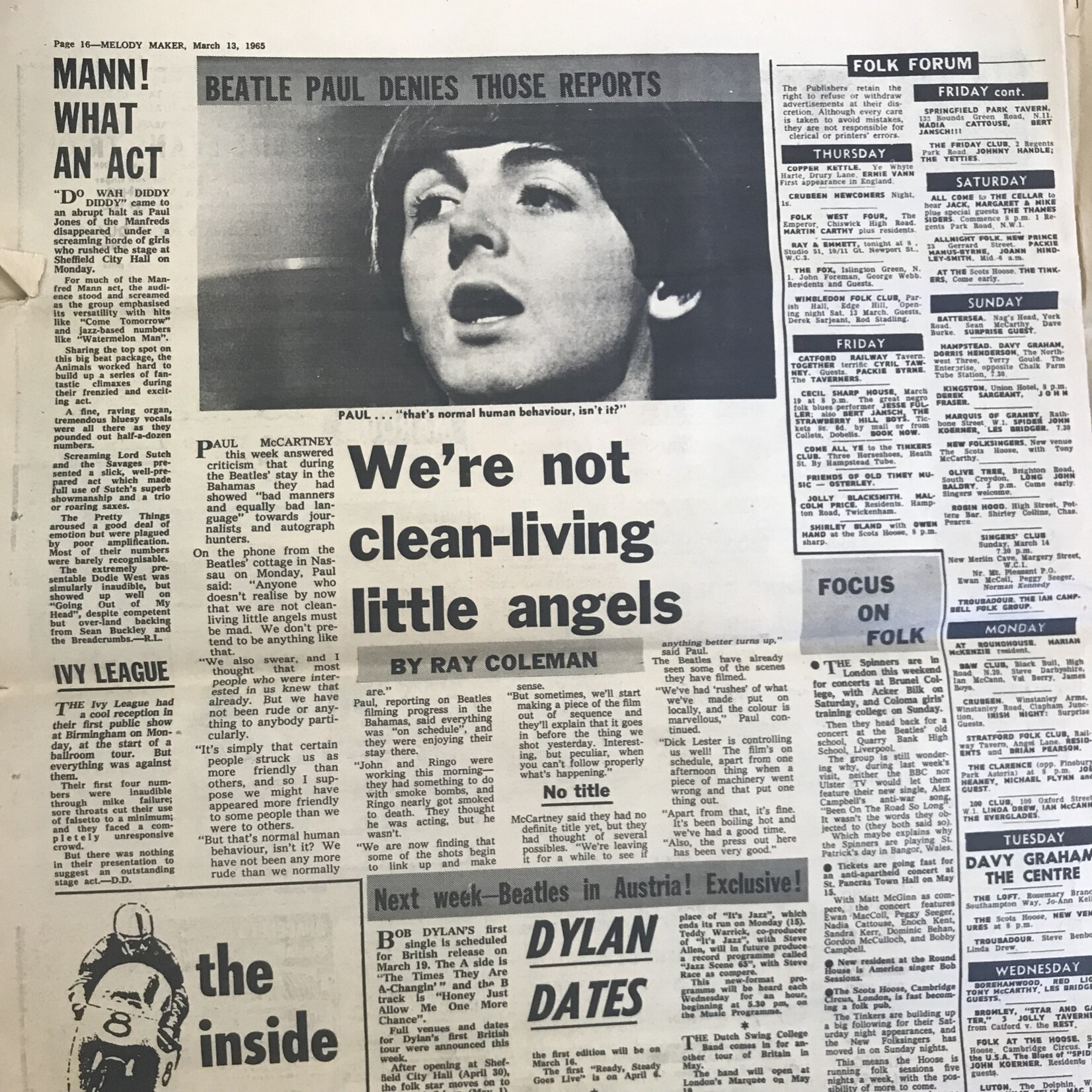 Melody Maker - March 13, 1965 (Mick Jagger) - Newspaper (VINTAGE)