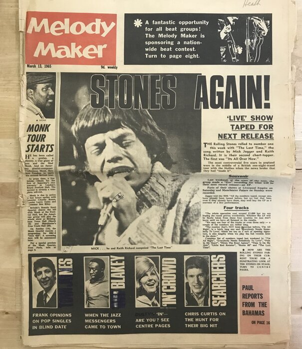 Melody Maker - March 13, 1965 (Mick Jagger) - Newspaper (VINTAGE)