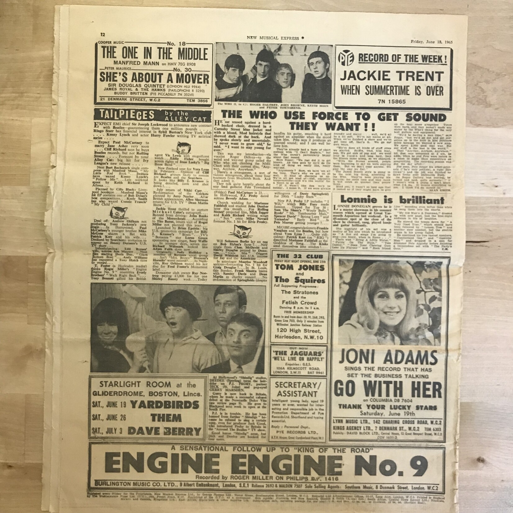 New Musical Express - June 18, 1965 (Billy Fury) - Newspaper (VINTAGE)