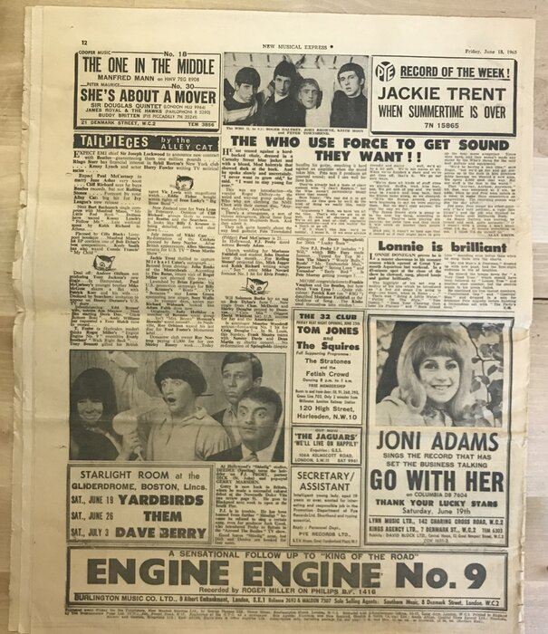 New Musical Express - June 18, 1965 (Billy Fury) - Newspaper (VINTAGE)