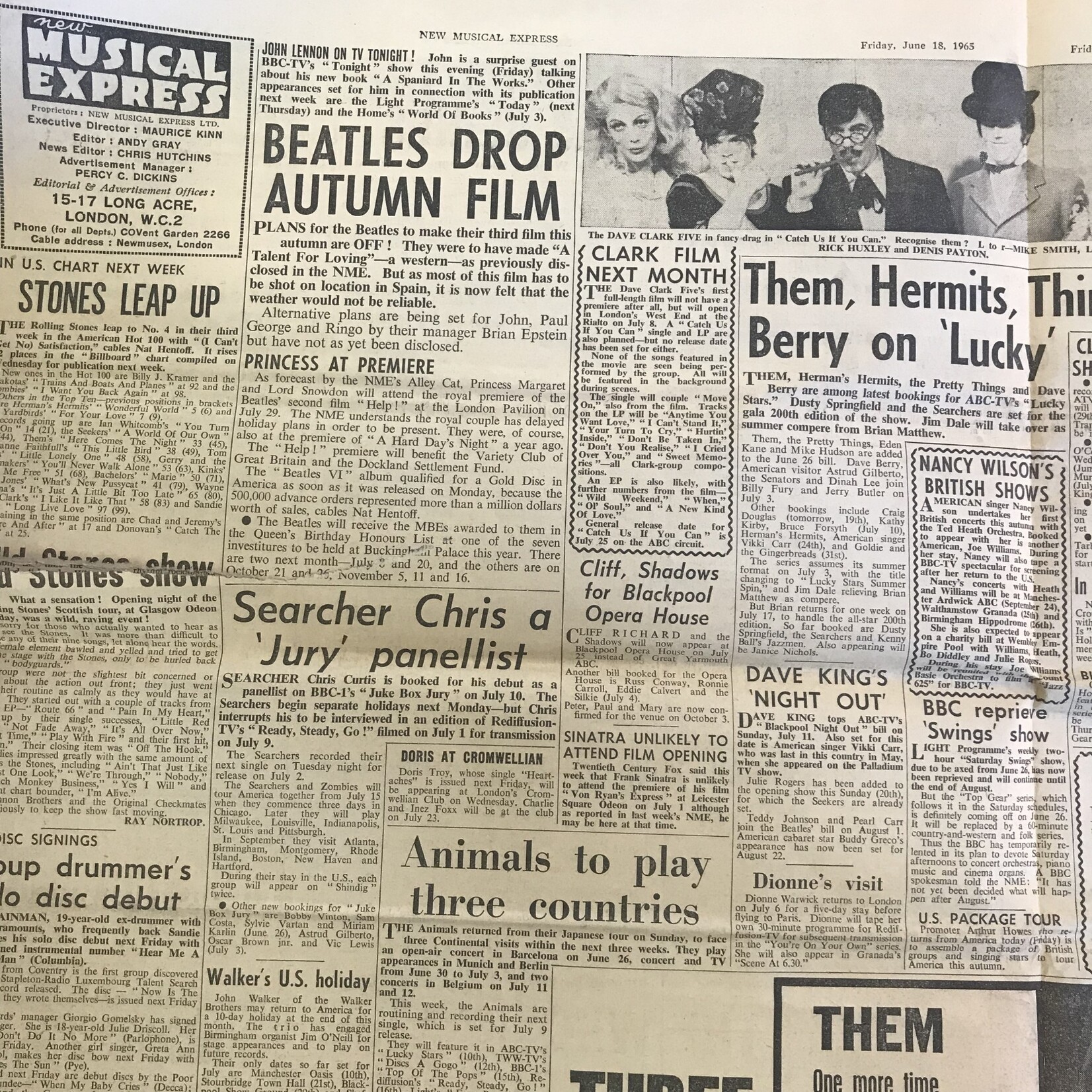 New Musical Express - June 18, 1965 (Billy Fury) - Newspaper (VINTAGE)