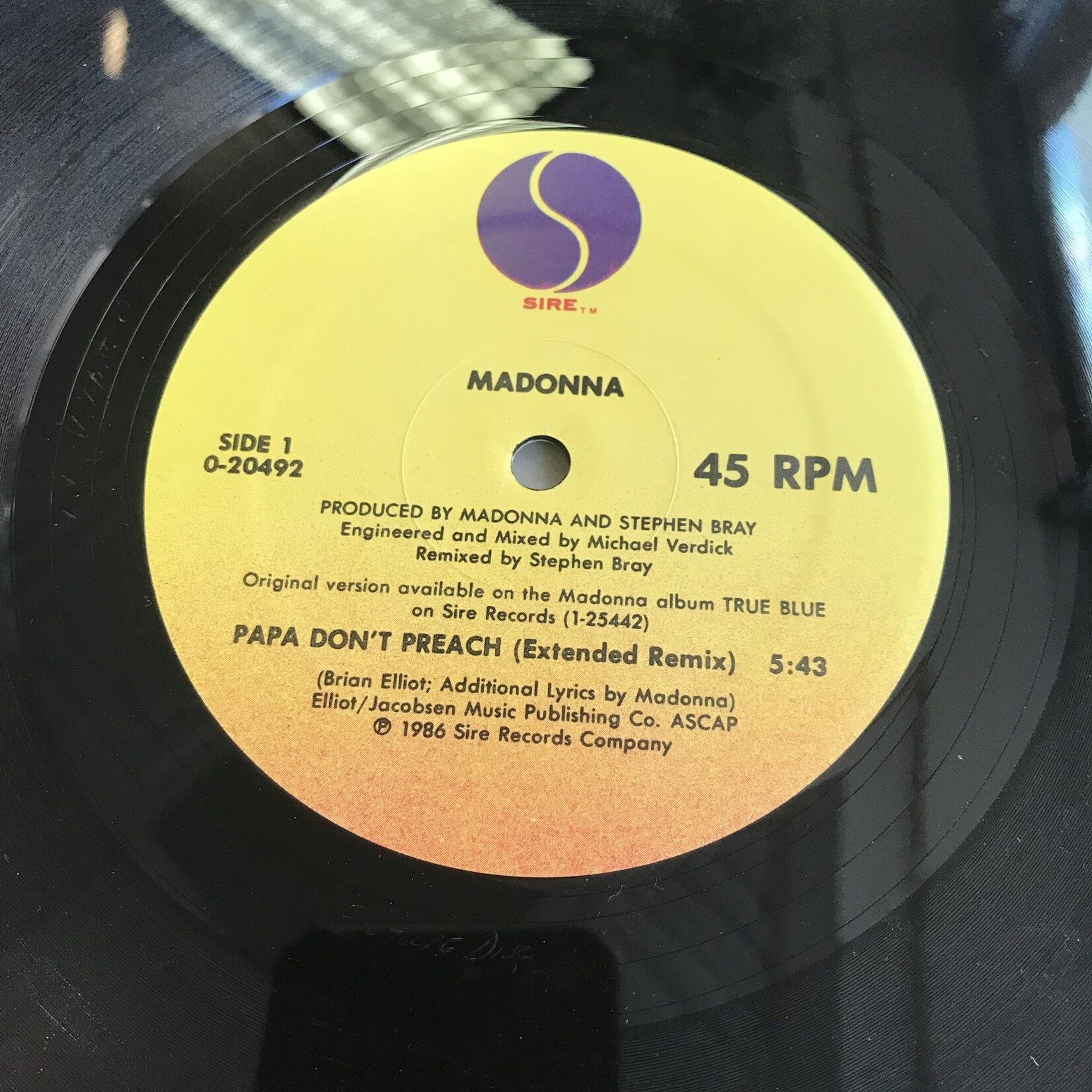 Madonna - Papa Don’t Preach - 20492 - Vinyl 12-Inch Single (USED)
