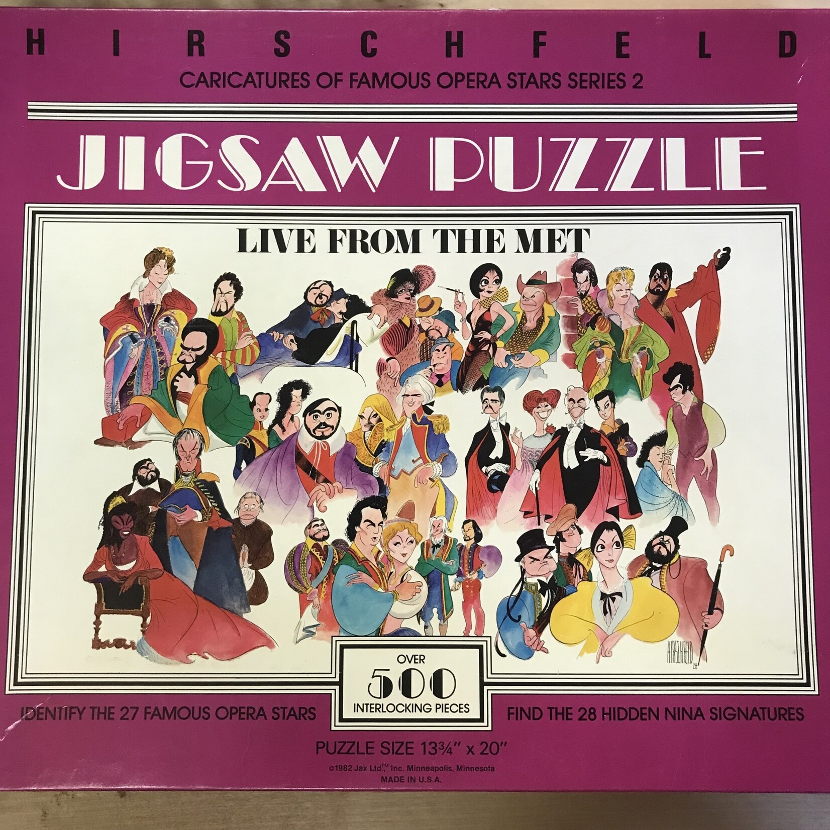 Hirschfeld - Caricatures Of Famous Opera Stars Series 2 (1982) - 500-Piece Jigsaw Puzzle (USED)