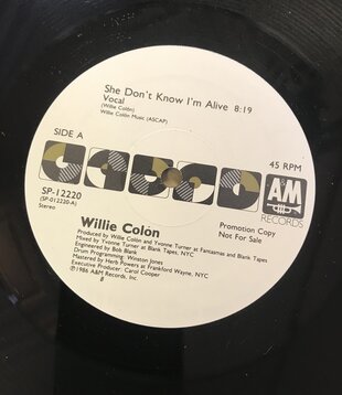 Willie Colon - She Don't Know I'm Alive (PROMO) - SP 0012 - Vinyl 12-Inch Single (USED)