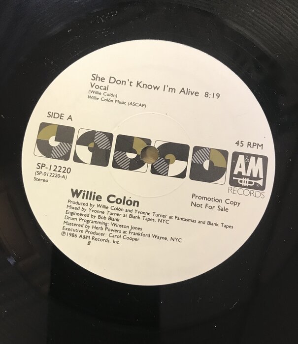Willie Colon - She Don't Know I'm Alive (PROMO) - SP 0012 - Vinyl 12-Inch Single (USED)