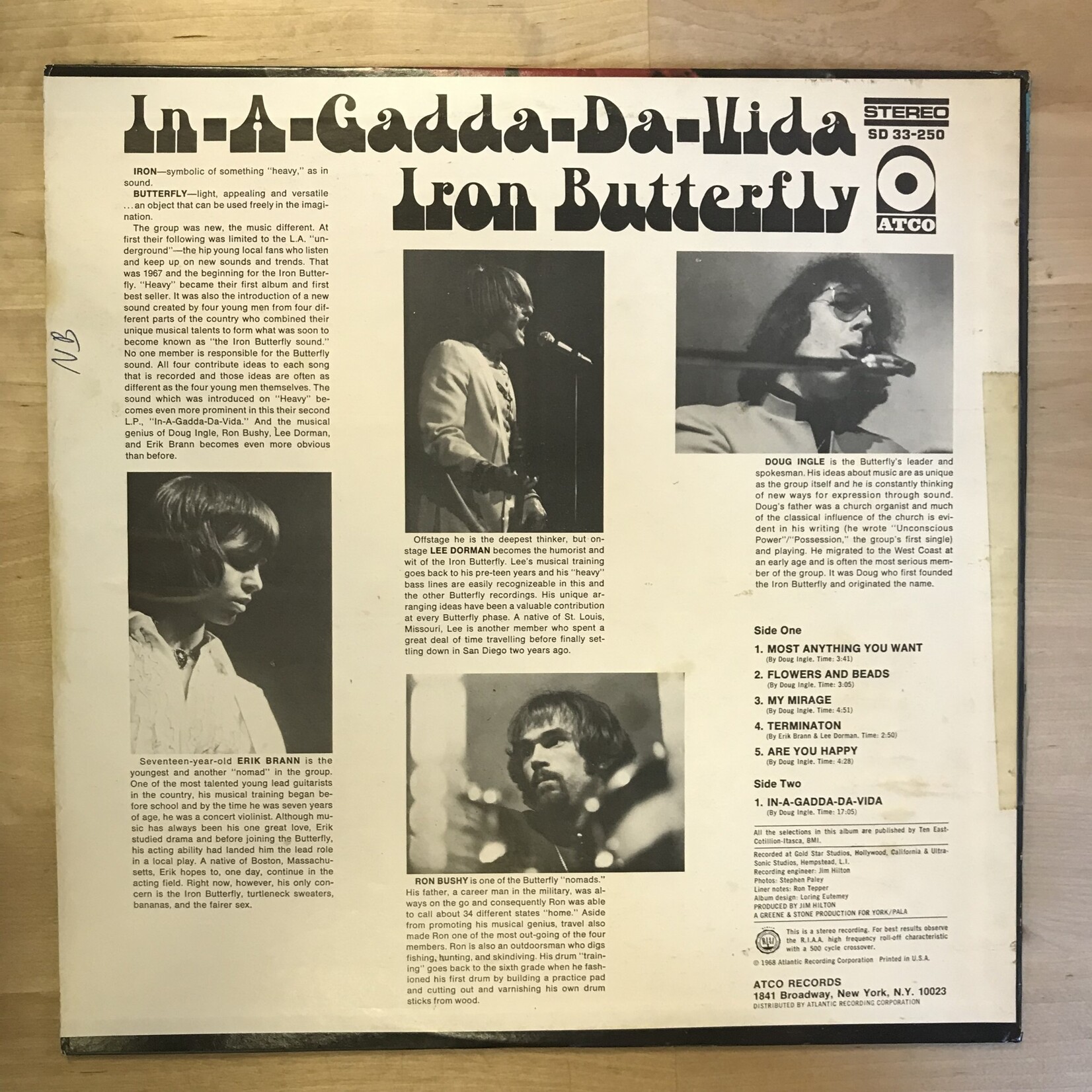 Iron Butterfly - In-A-Gadda-Da-Vida (Misprint / Terra Haute) - SD 33 250 - Vinyl LP (USED)