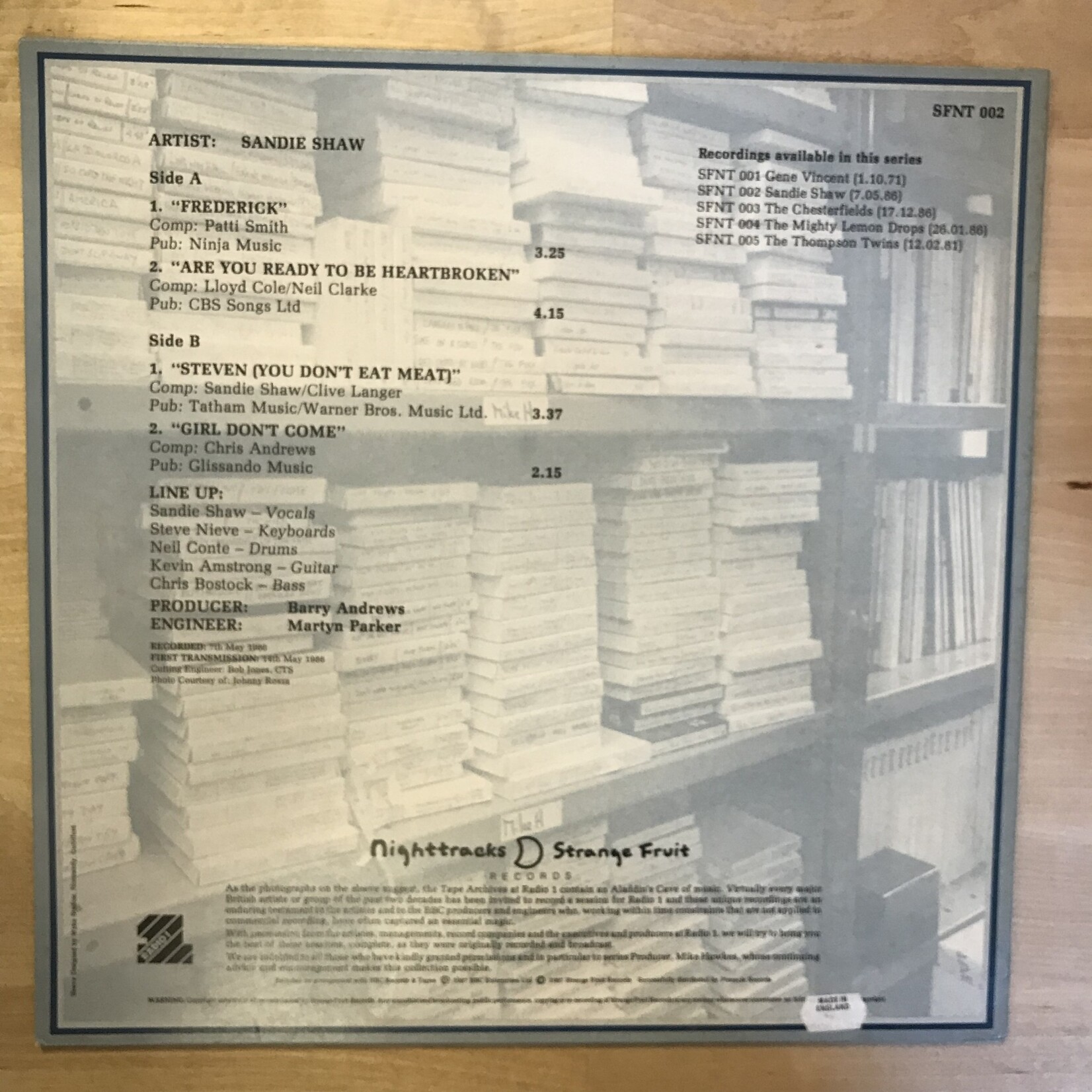 Sandie Shaw - The Janice Long Session - SFNT002 - Vinyl EP (USED)