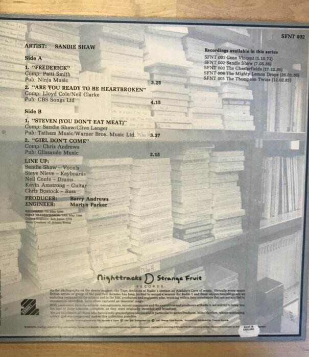 Sandie Shaw - The Janice Long Session - SFNT002 - Vinyl EP (USED)