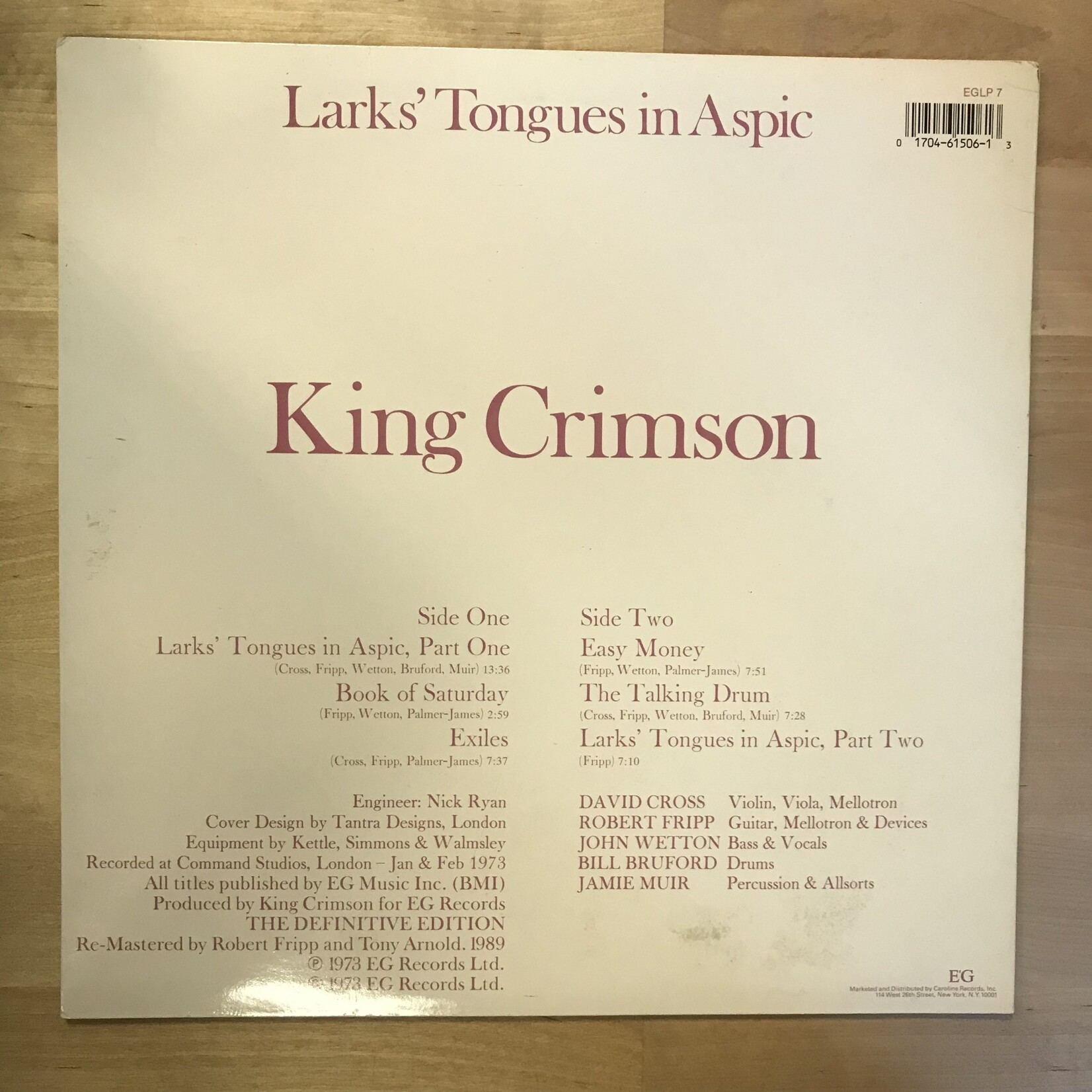King Crimson - Larks’ Tongues In Aspic (1989 RE) - Vinyl LP (USED)