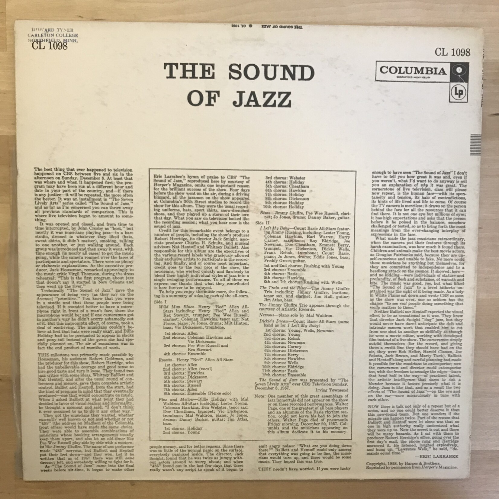 Various - The Sound Of Jazz - CL 1098 - Vinyl LP (USED)