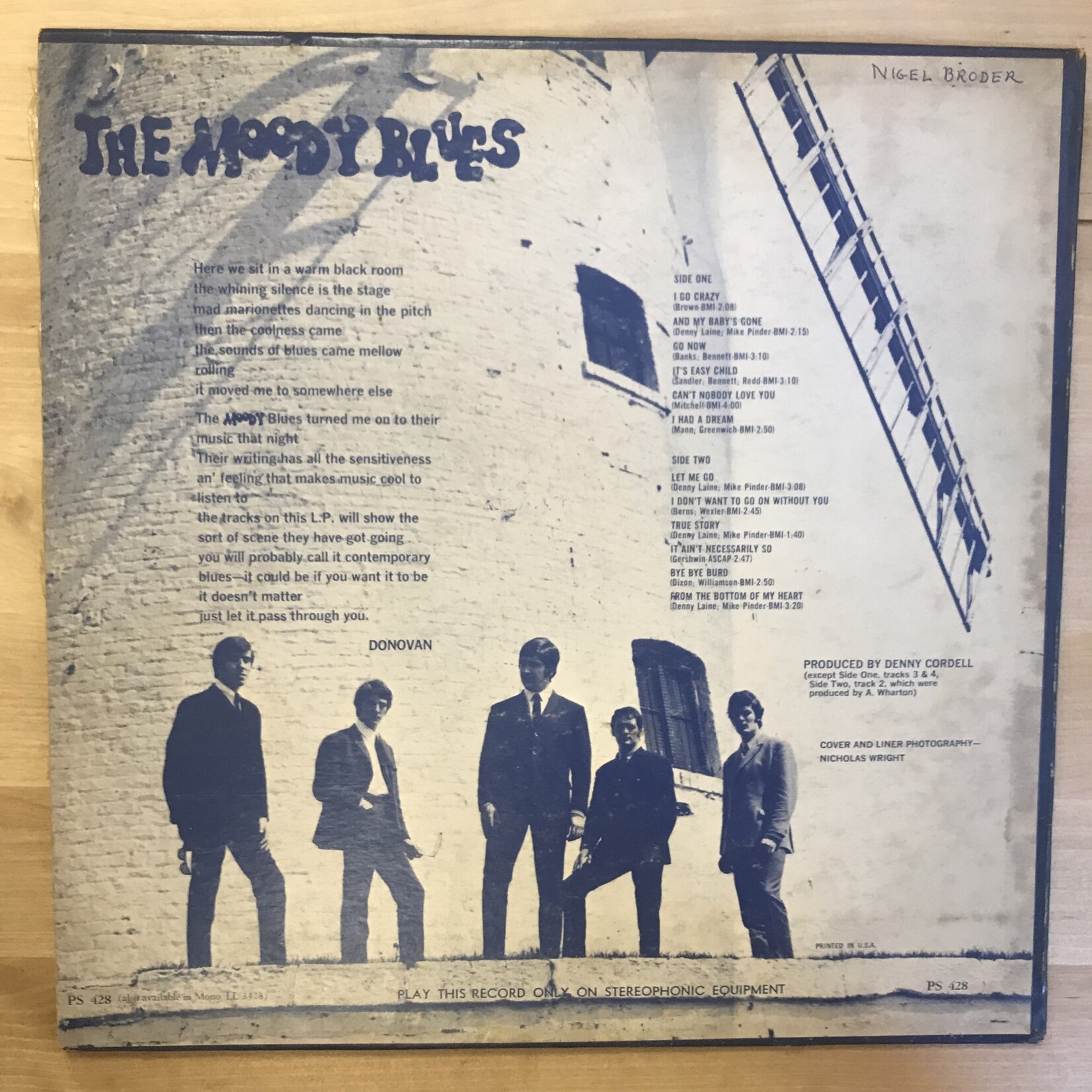 Moody Blues - Go Now: The Moody Blues #1 (Misprint) - PS428 - Vinyl LP (USED)