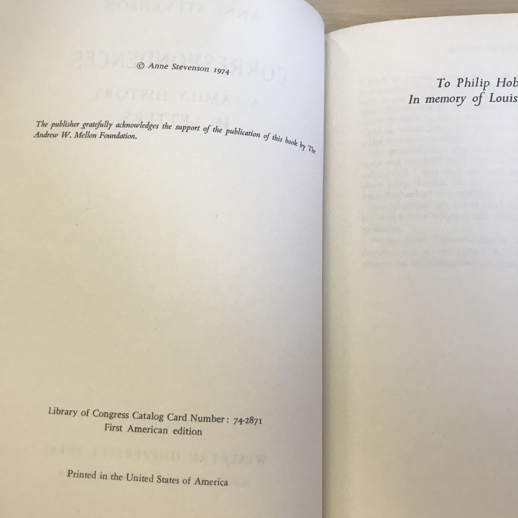 Anne Stevenson - Correspondences: A Family History in Letters (First US Edition) - Hardback (USED)