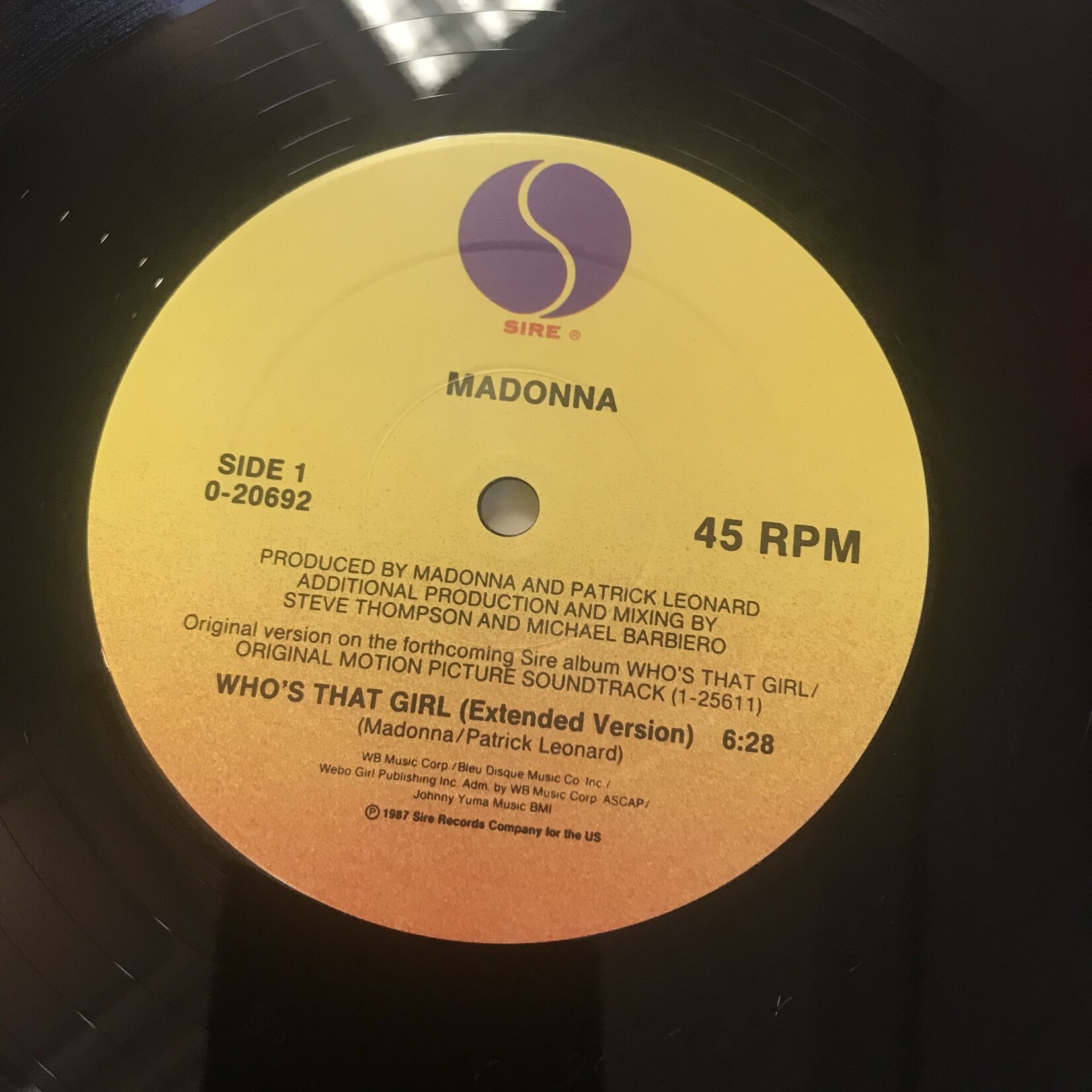 Madonna - Who’s That Girl - 0 20692 - Vinyl 12-Inch Single (USED)