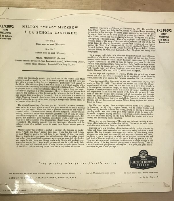 Mezz Mezzrow – Á La Schola Cantorum - TKL 93092 - Vinyl LP (USED)