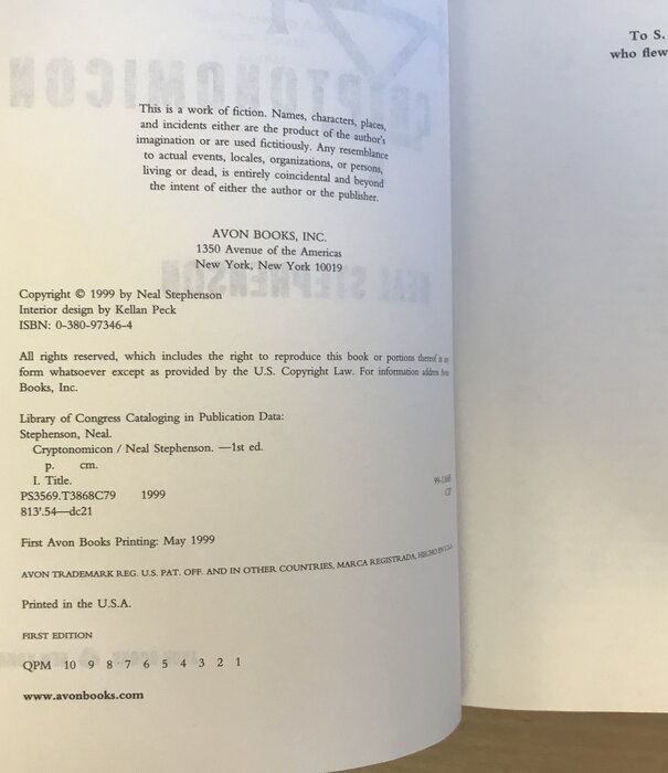 Neal Stephenson - Cryptonomicon (First Edition) - Hardback (USED)