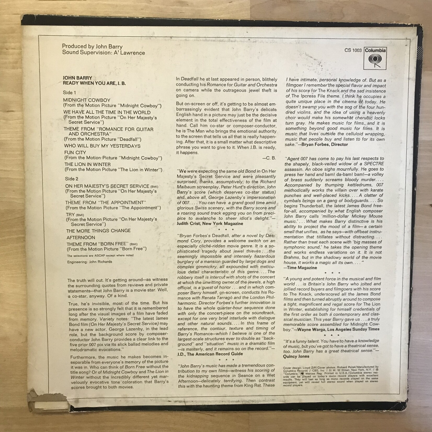 John Barry - Ready When You Are, J.B. (PROMO) - CS 1003 - Vinyl LP (USED)