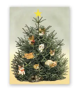 Cats In XMas Tree (Set Of 8 Cards) - Greeting Card (NEW)
