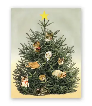 Cats In XMas Tree (Set Of 8 Cards) - Greeting Card (NEW)