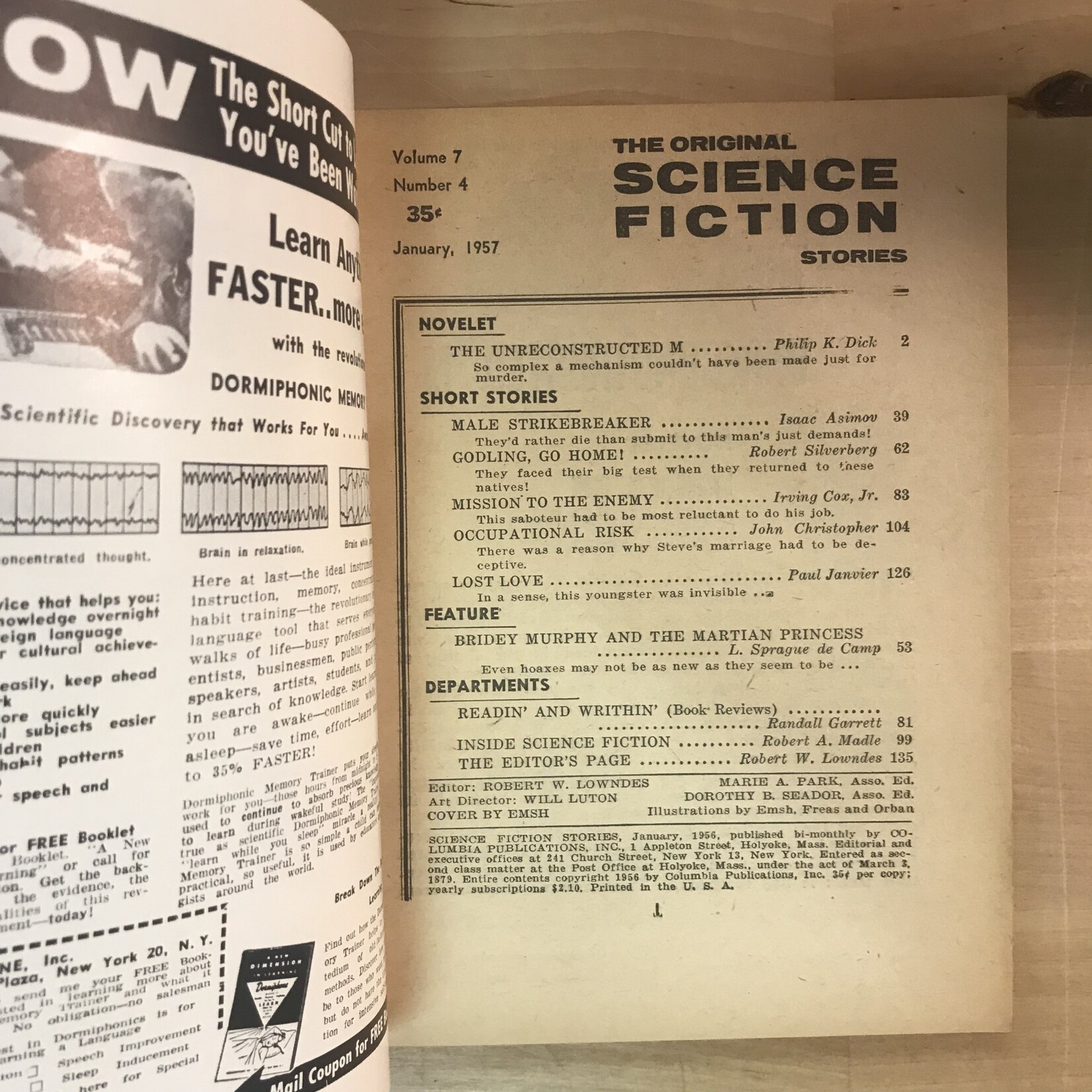 Original Science Fiction Stories - January 1957 - Philip K. Dick, Isaac Asimov, Robert Silverberg - Digest