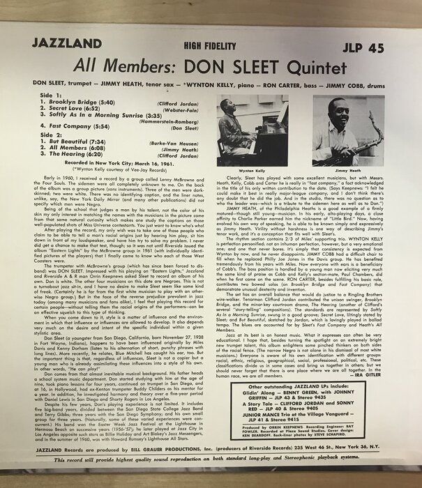 Don Sleet - All Members - JLP45 - Vinyl LP (USED)