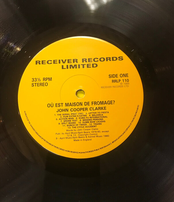 John Cooper Clarke - Où Est La Maison De Fromage? - RRLP 110 - Vinyl LP (USED)