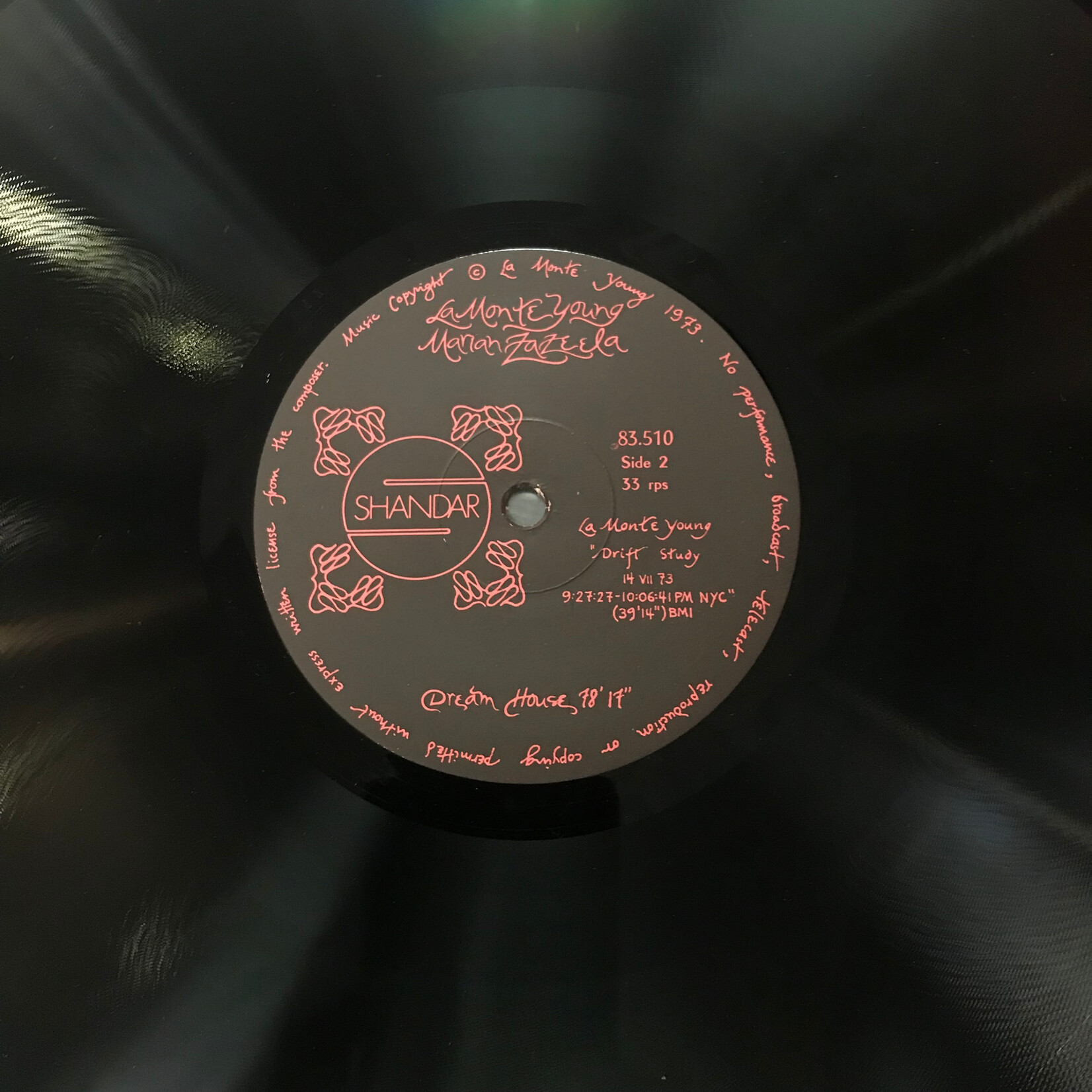 La Monte Young, Marian Zazeela, The Theatre Of Eternal Music – Dream House 78'17" (FRANCE 1973) - 83.510 - Vinyl LP (USED)