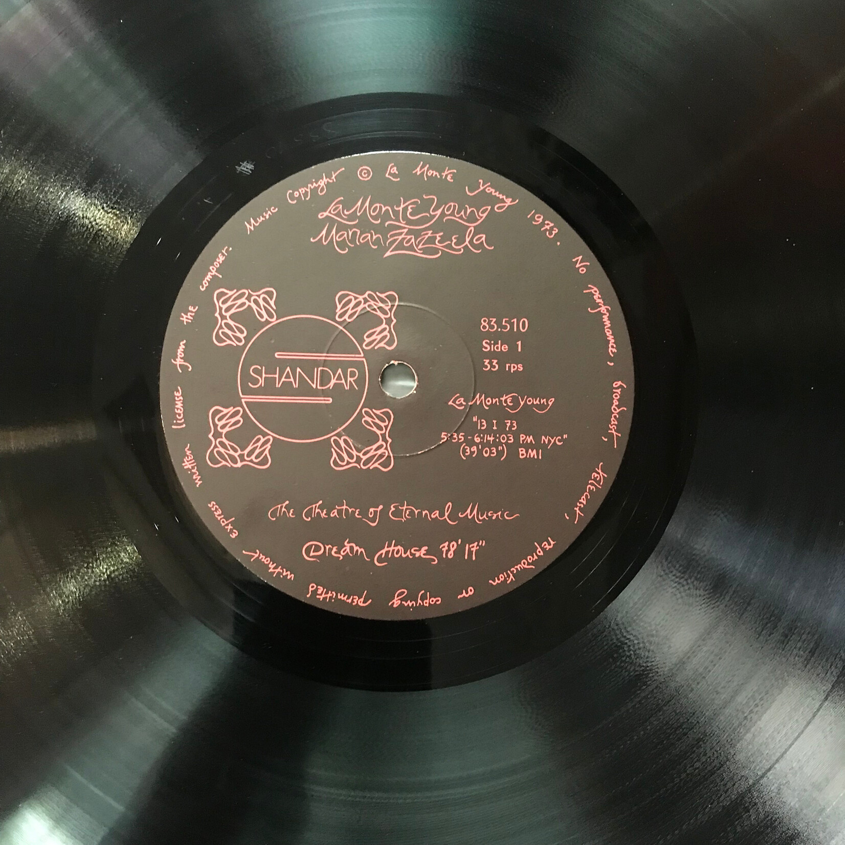 La Monte Young, Marian Zazeela, The Theatre Of Eternal Music – Dream House 78'17" (FRANCE 1973) - 83.510 - Vinyl LP (USED)