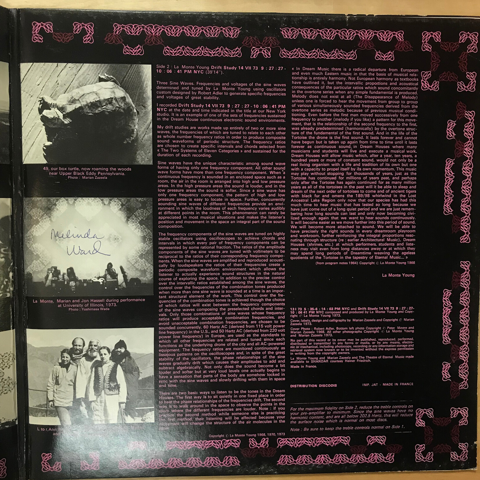 La Monte Young, Marian Zazeela, The Theatre Of Eternal Music – Dream House 78'17" (FRANCE 1973) - 83.510 - Vinyl LP (USED)