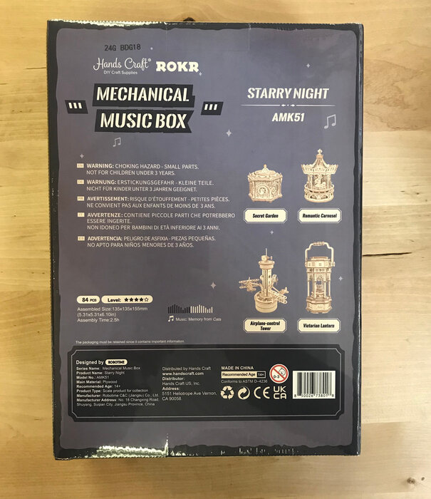 Diy Mechanical Music Box: Starry Night - Hobby Kit (NEW)