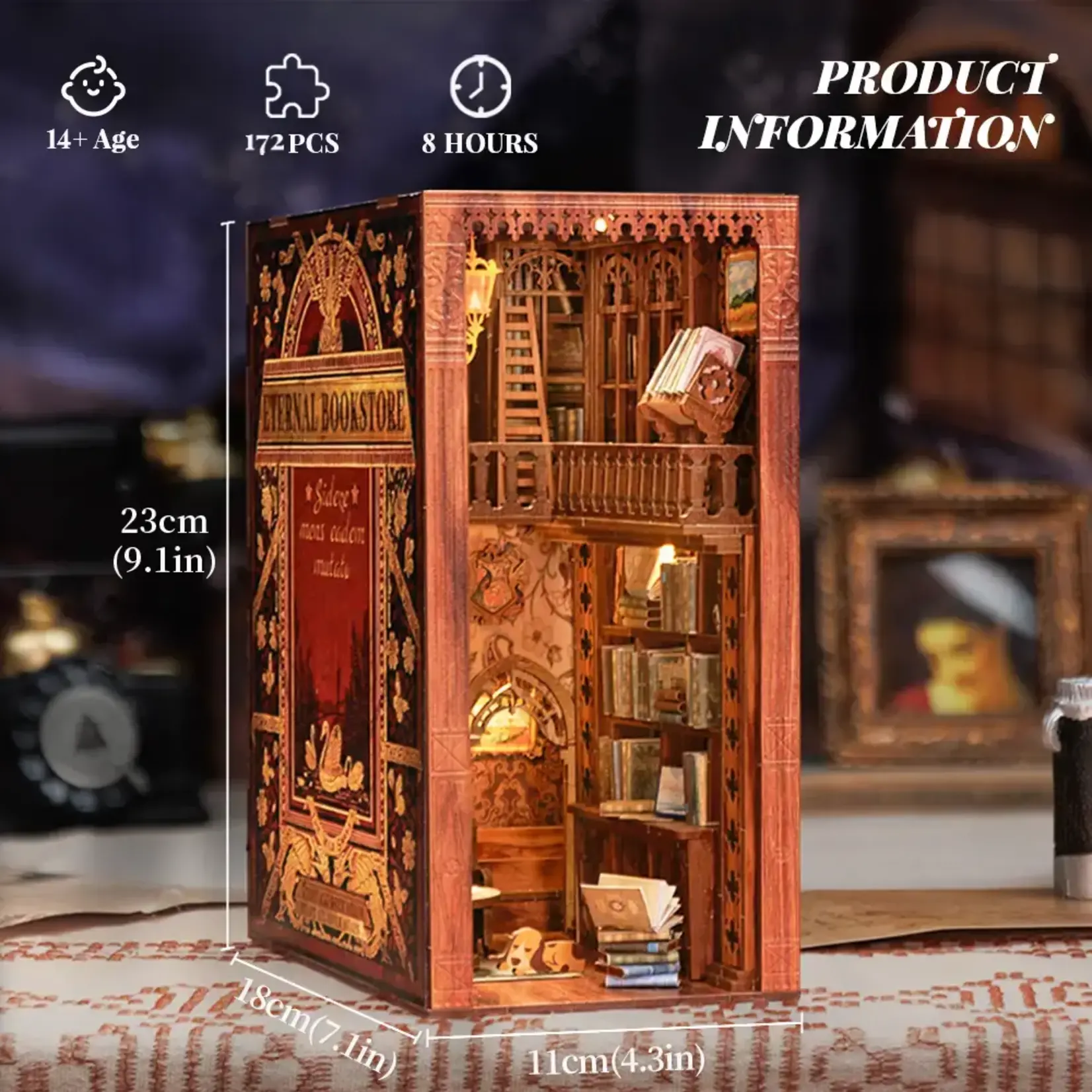 Diy Book Nook Kit: Eternal Bookstore with Dust Cover - Hobby Kit (NEW)
