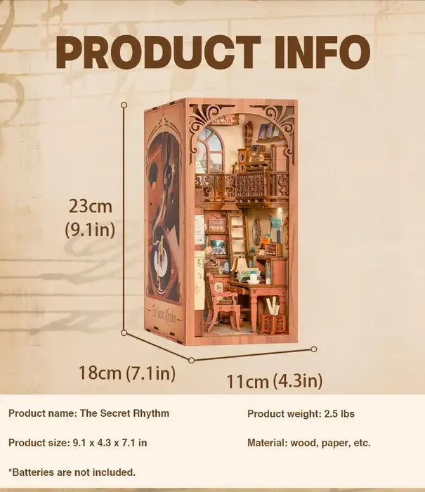 Diy Book Nook Kit: the Secret Rhythm with Dust Cover - Hobby Kit (NEW)