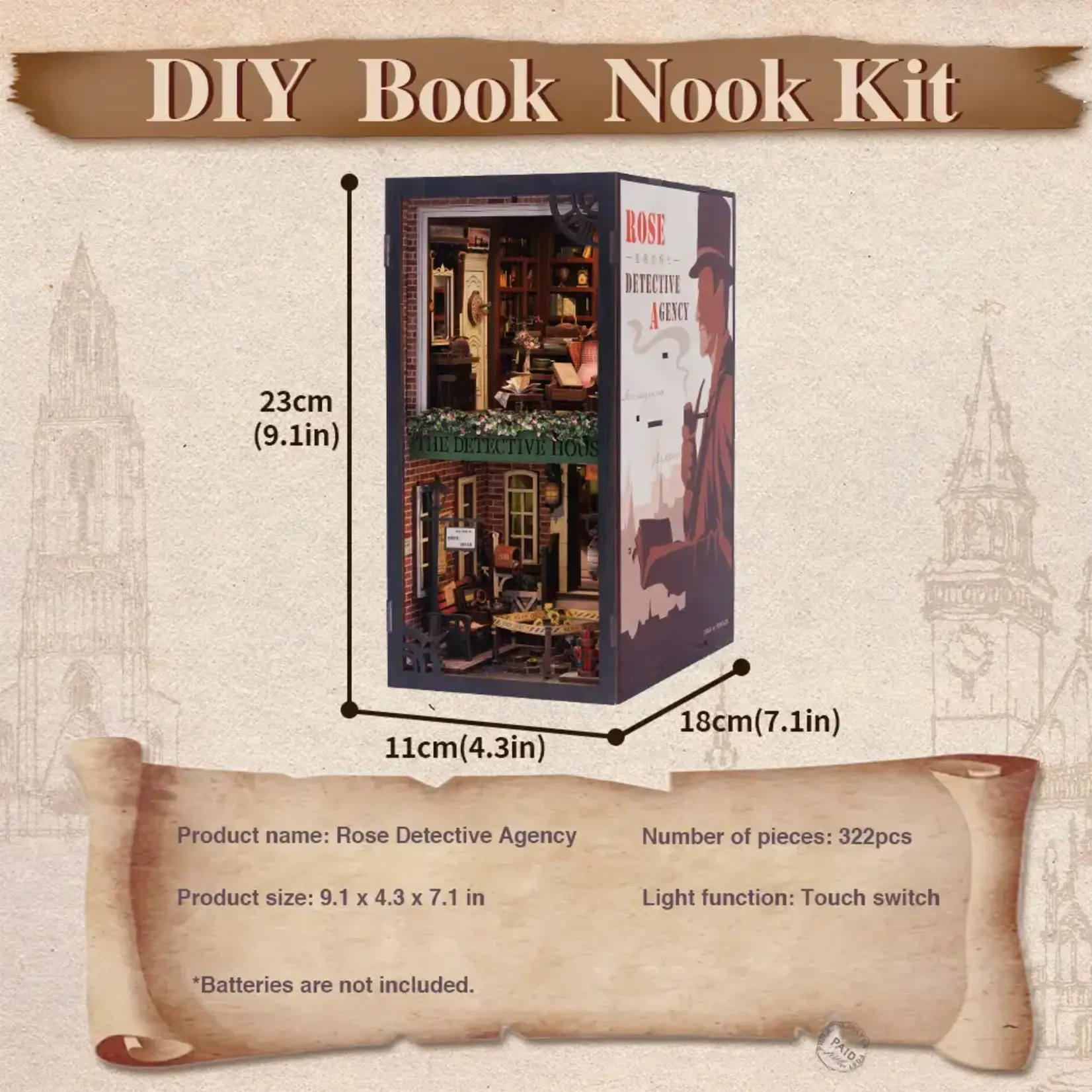 Diy Book Nook Kit: Rose Detective Agency with Dust Cover - Hobby Kit (NEW)