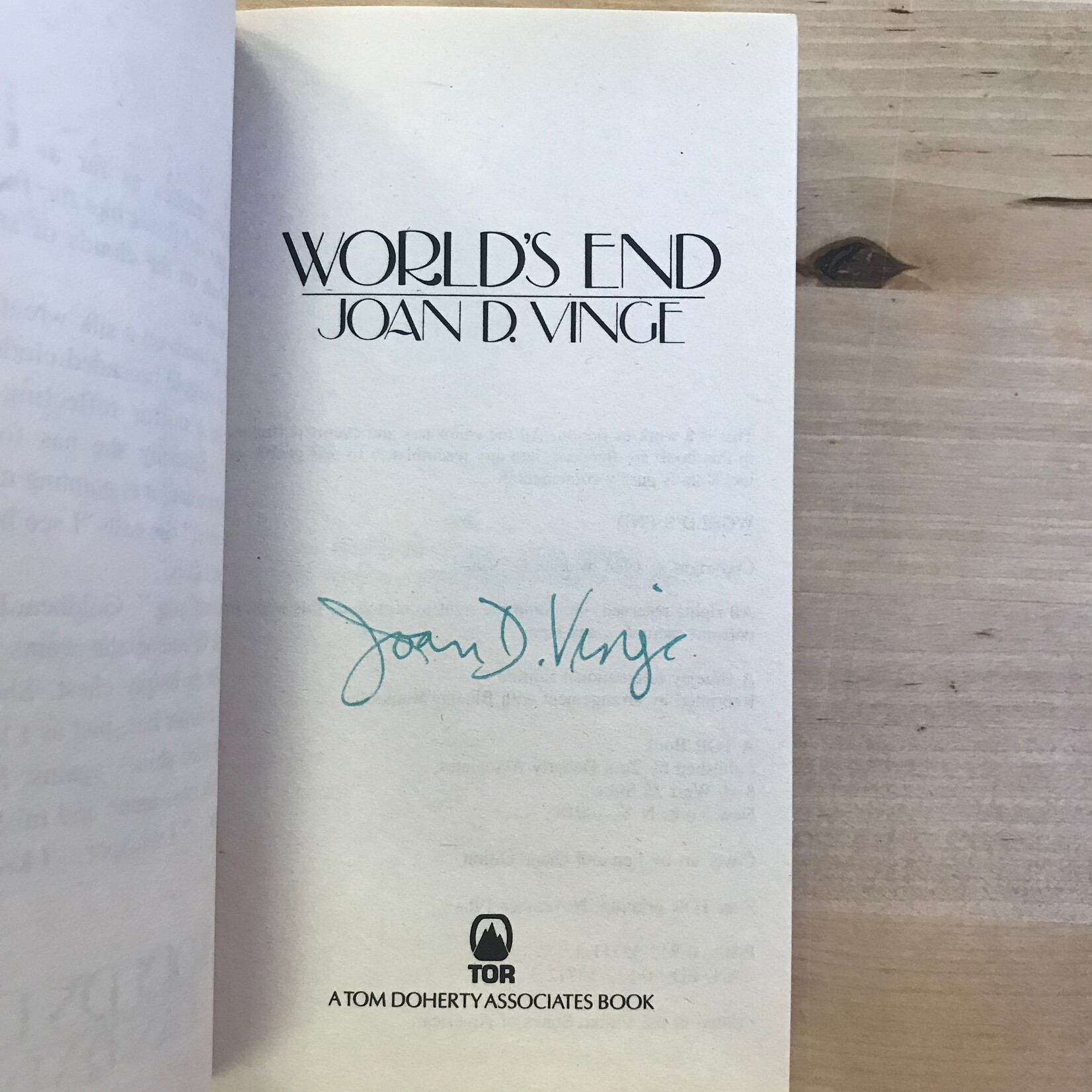 Joan D. Vinge - World’s End (Snow Queen 2) - SIGNED - Paperback MM (USED - 5DB)
