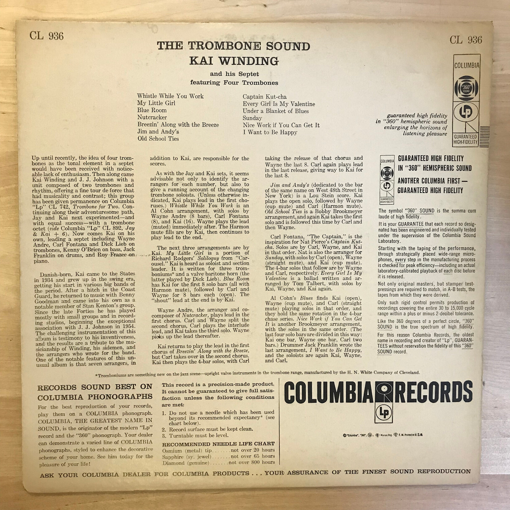 Kai Winding - The Trombone Sound - CL936 - Vinyl LP (USED)