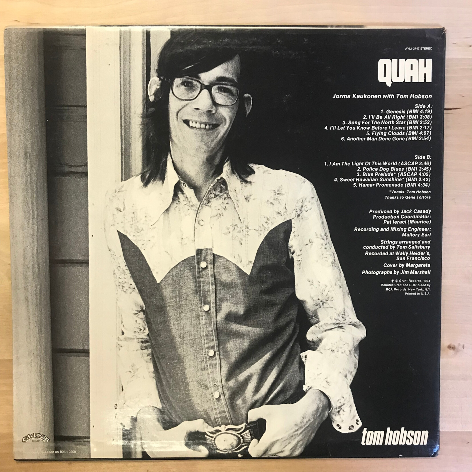 Jorma Kaukonen With Tom Hobson – Quah (1981 RE) - AYL1 3747 - Vinyl LP (USED)
