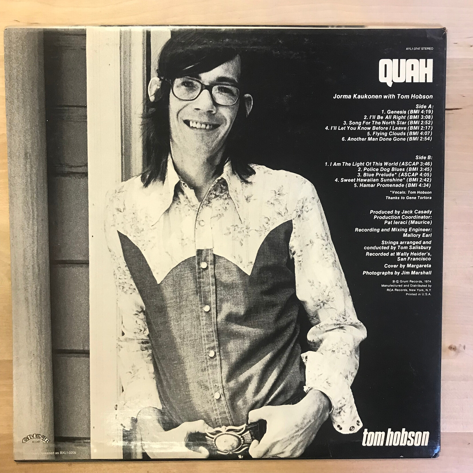 Jorma Kaukonen With Tom Hobson – Quah (1981 RE) - AYL1 3747 - Vinyl LP (USED)