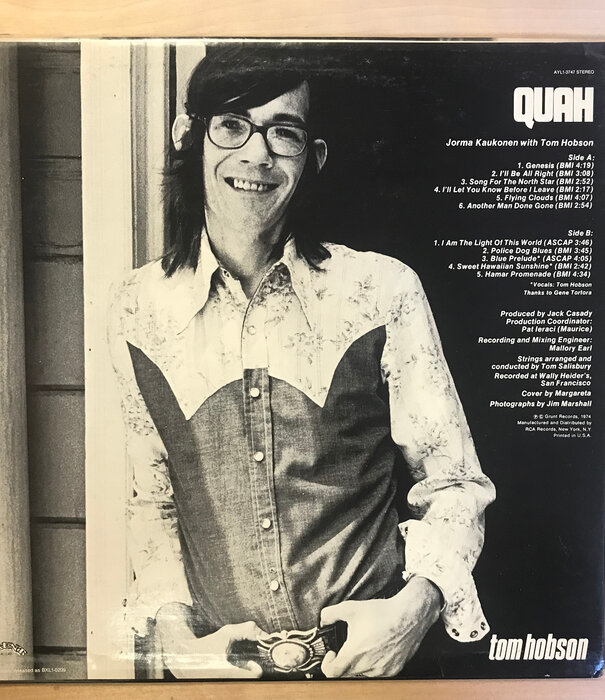 Jorma Kaukonen With Tom Hobson – Quah (1981 RE) - AYL1 3747 - Vinyl LP (USED)