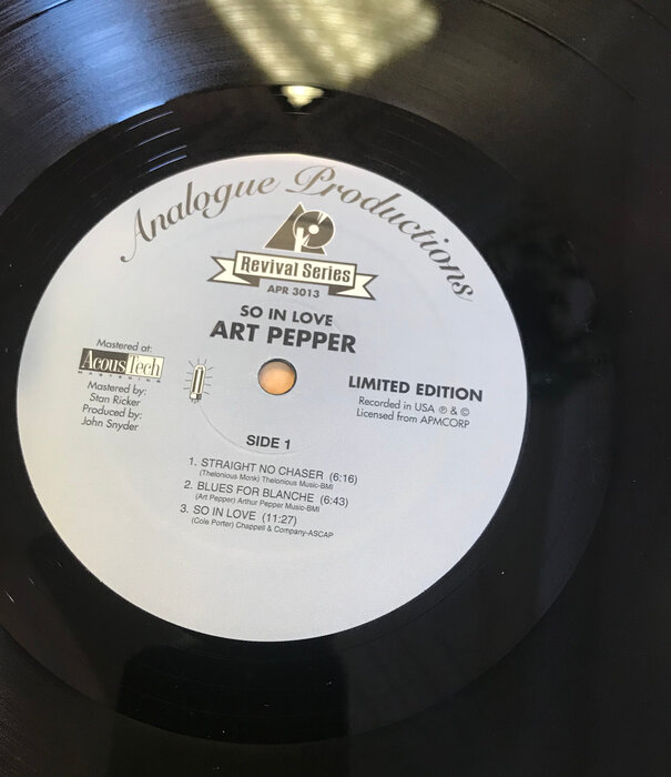 Art Pepper - So In Love (LIMITED EDITION) - APR 3013 - Vinyl LP (USED)