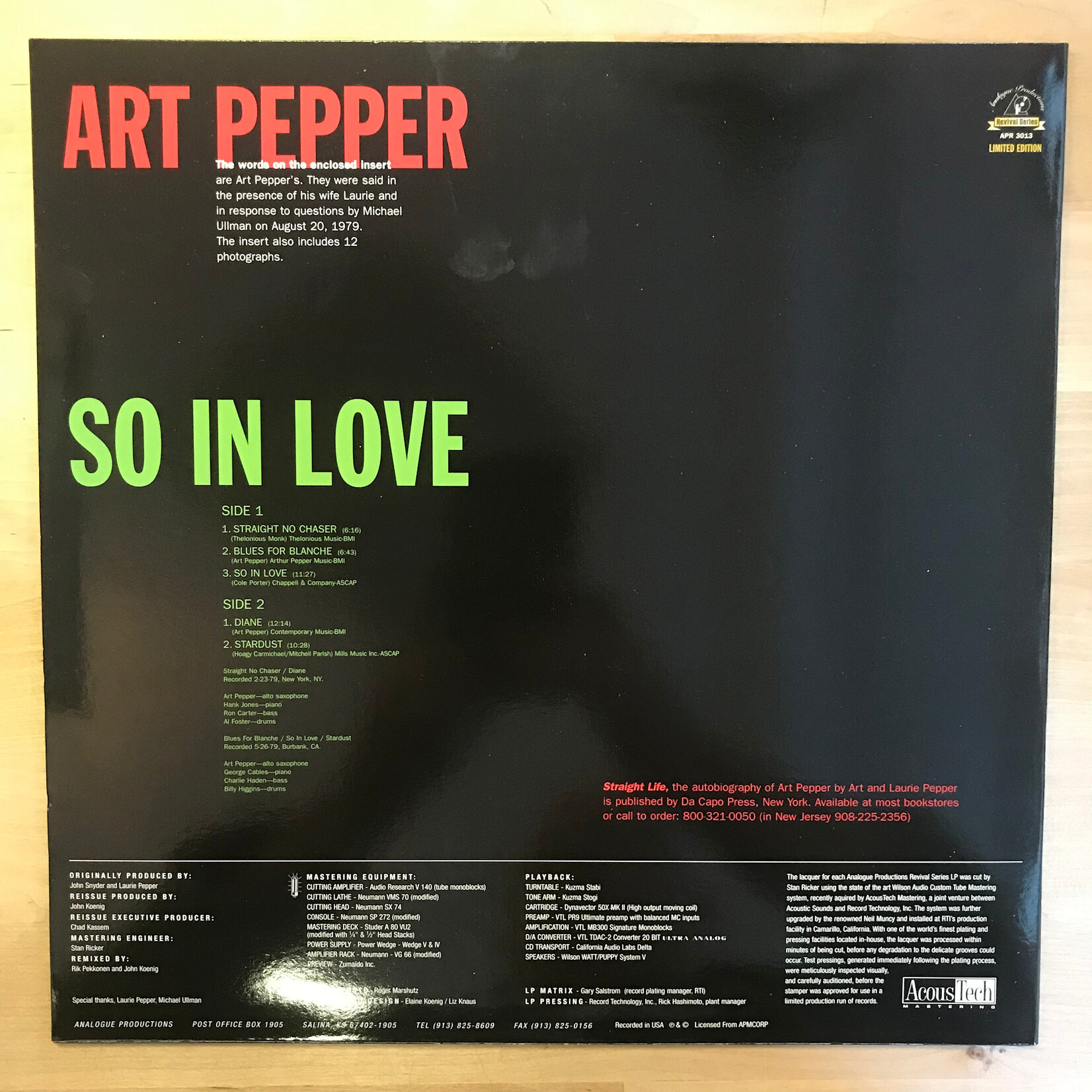 Art Pepper - So In Love (LIMITED EDITION) - APR 3013 - Vinyl LP (USED)