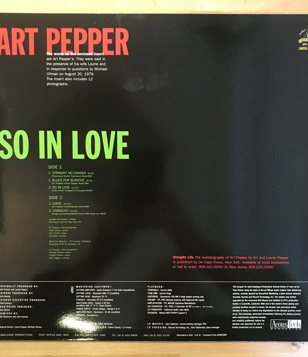 Art Pepper - So In Love (LIMITED EDITION) - APR 3013 - Vinyl LP (USED)