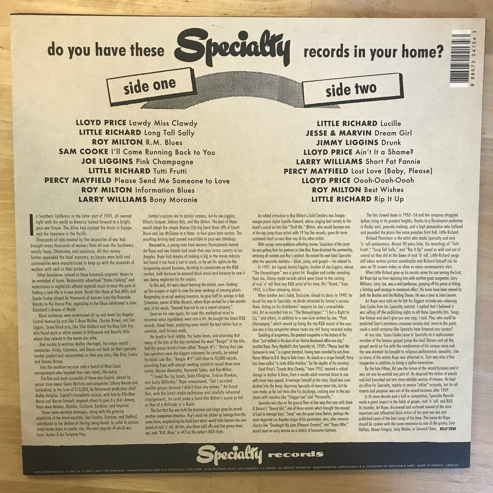 Various - Rip It Up: The Best Of Specialty Records - CR00422 - Vinyl LP (USED)