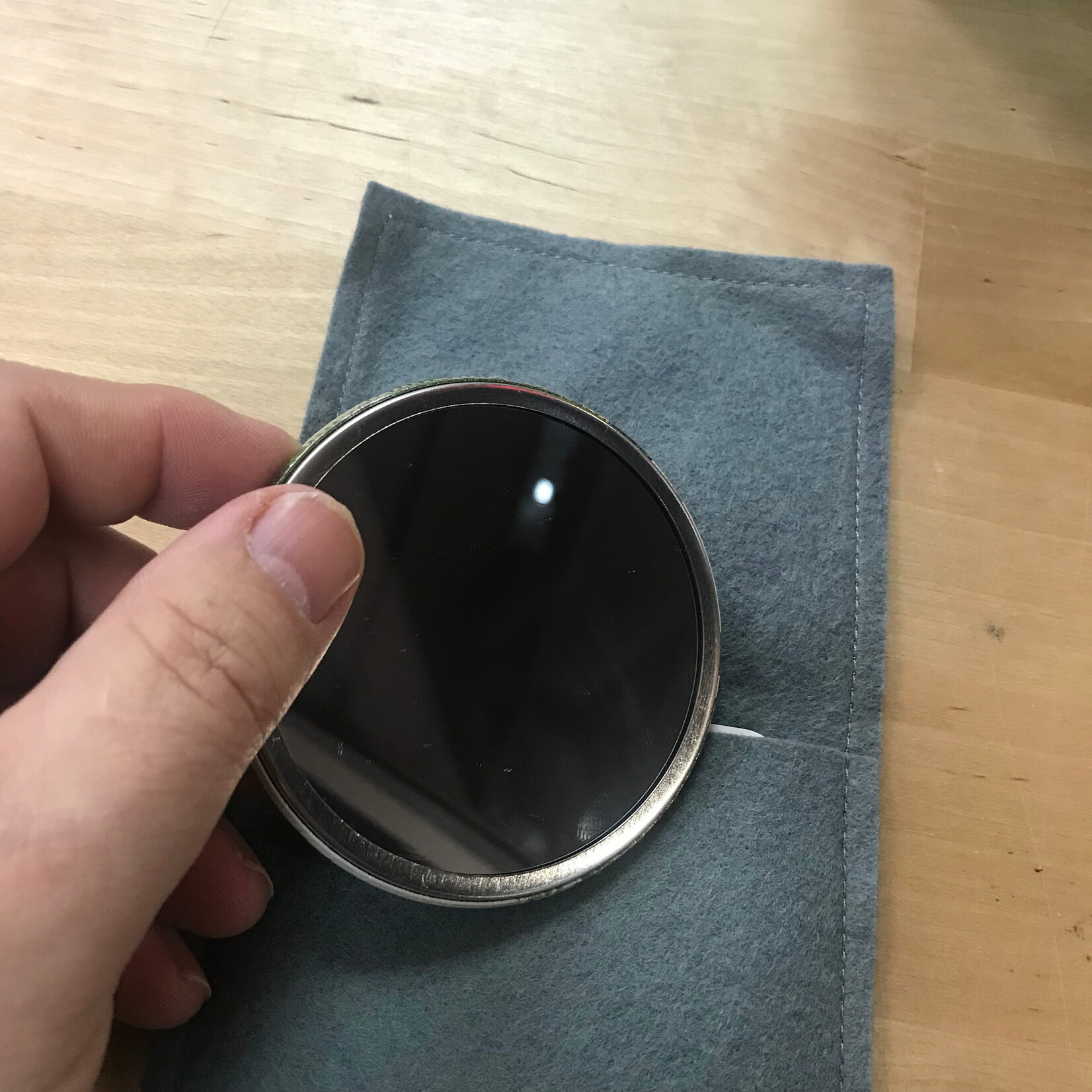 Fox and Hedgehog - Pocket Mirror with Wool-Felt Pouch (NEW)