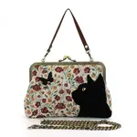 Floral Black Cat - Kisslock Bag (NEW)