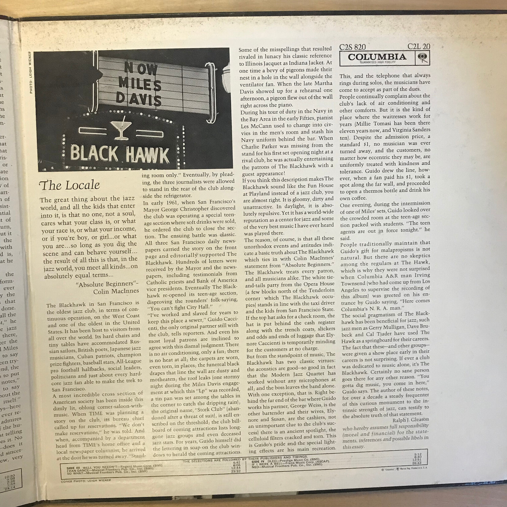 Miles Davis - In Person: Friday And Saturday Nights At The Blackhawk, San Francisco - C2S 820 - Vinyl LP (USED)