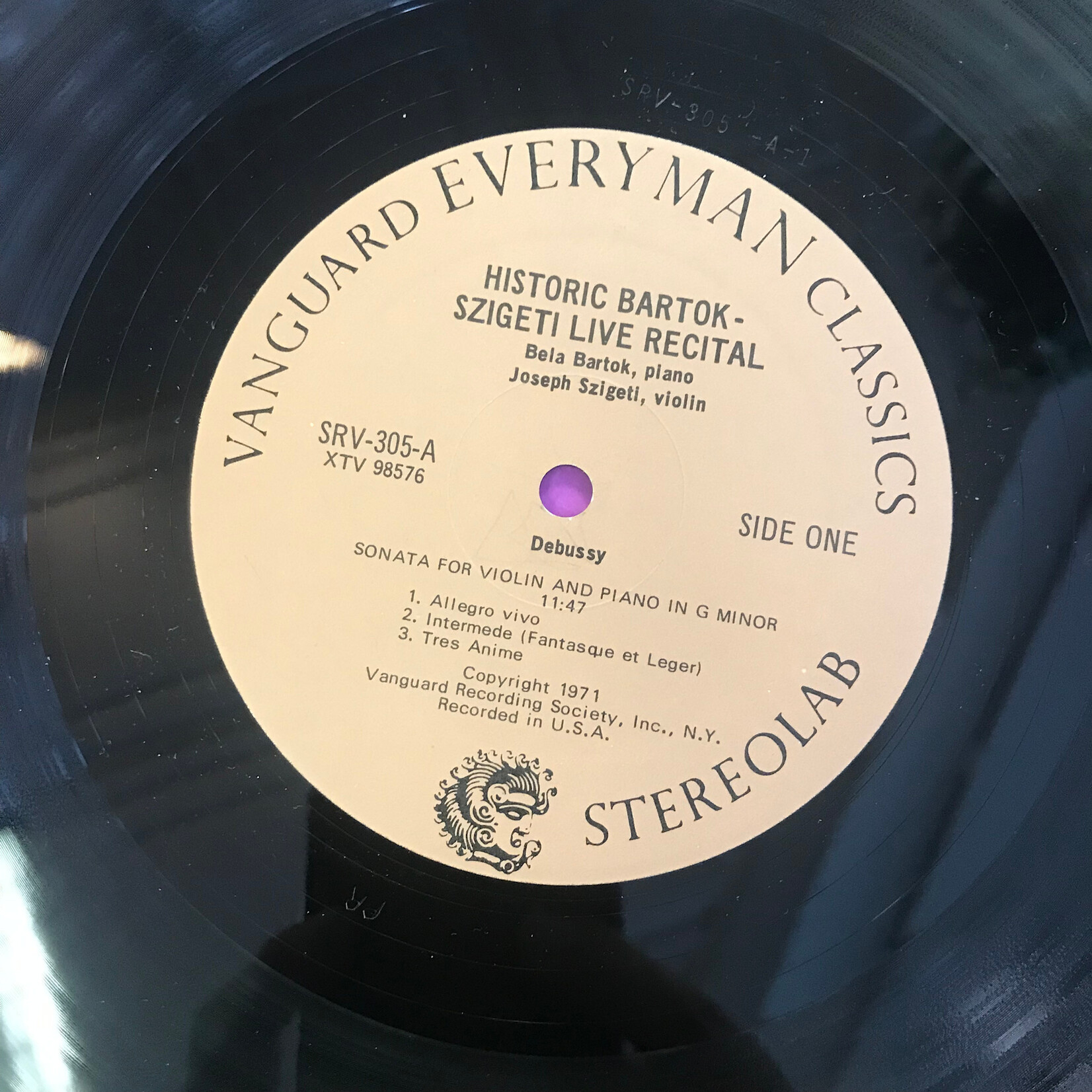 Joseph Szigeti, Béla Bartók – A Sonata Recital - SRV 304/5 - Vinyl LP (USED)