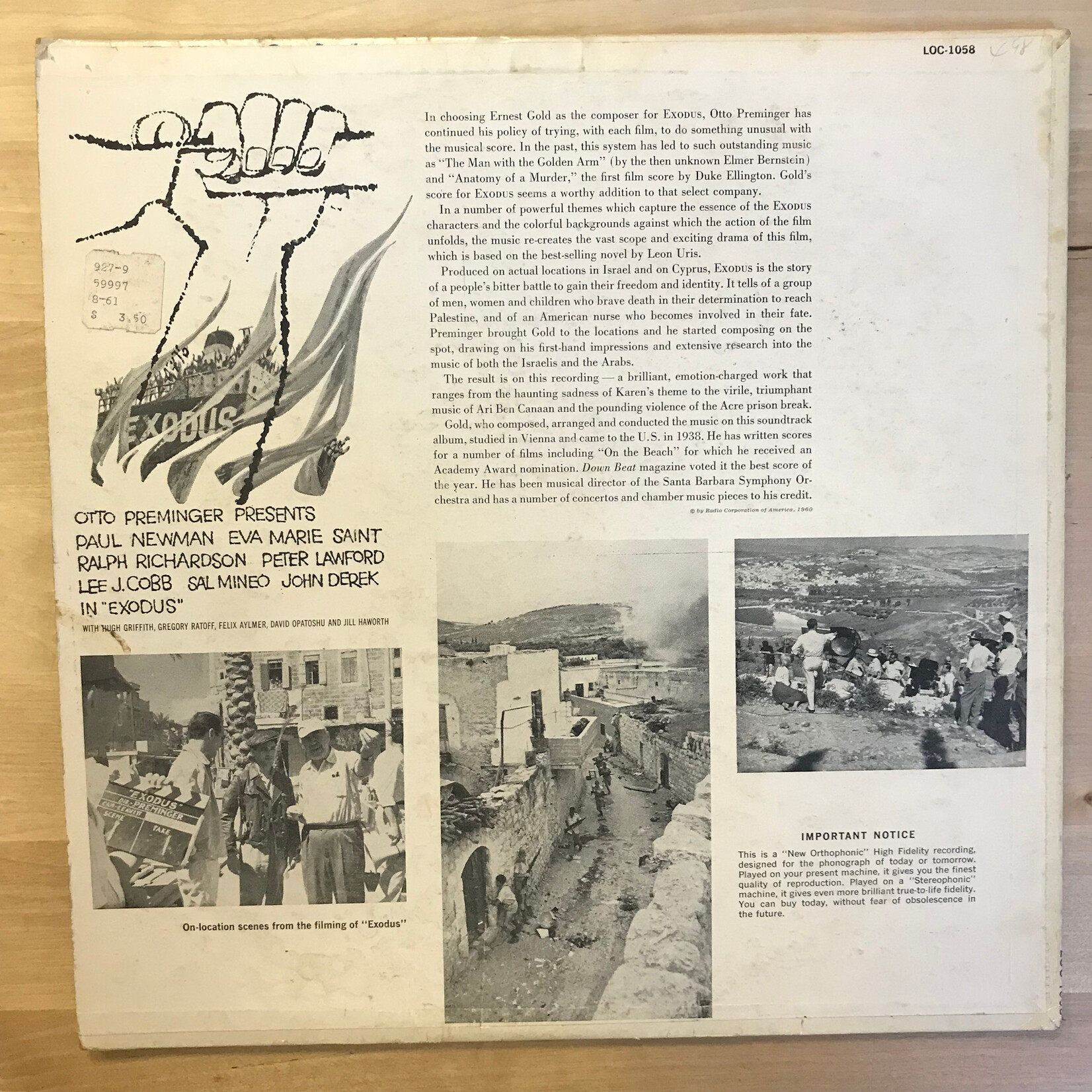 Exodus - An Original Soundtrack Recording - LOC1058 - Vinyl LP (USED)