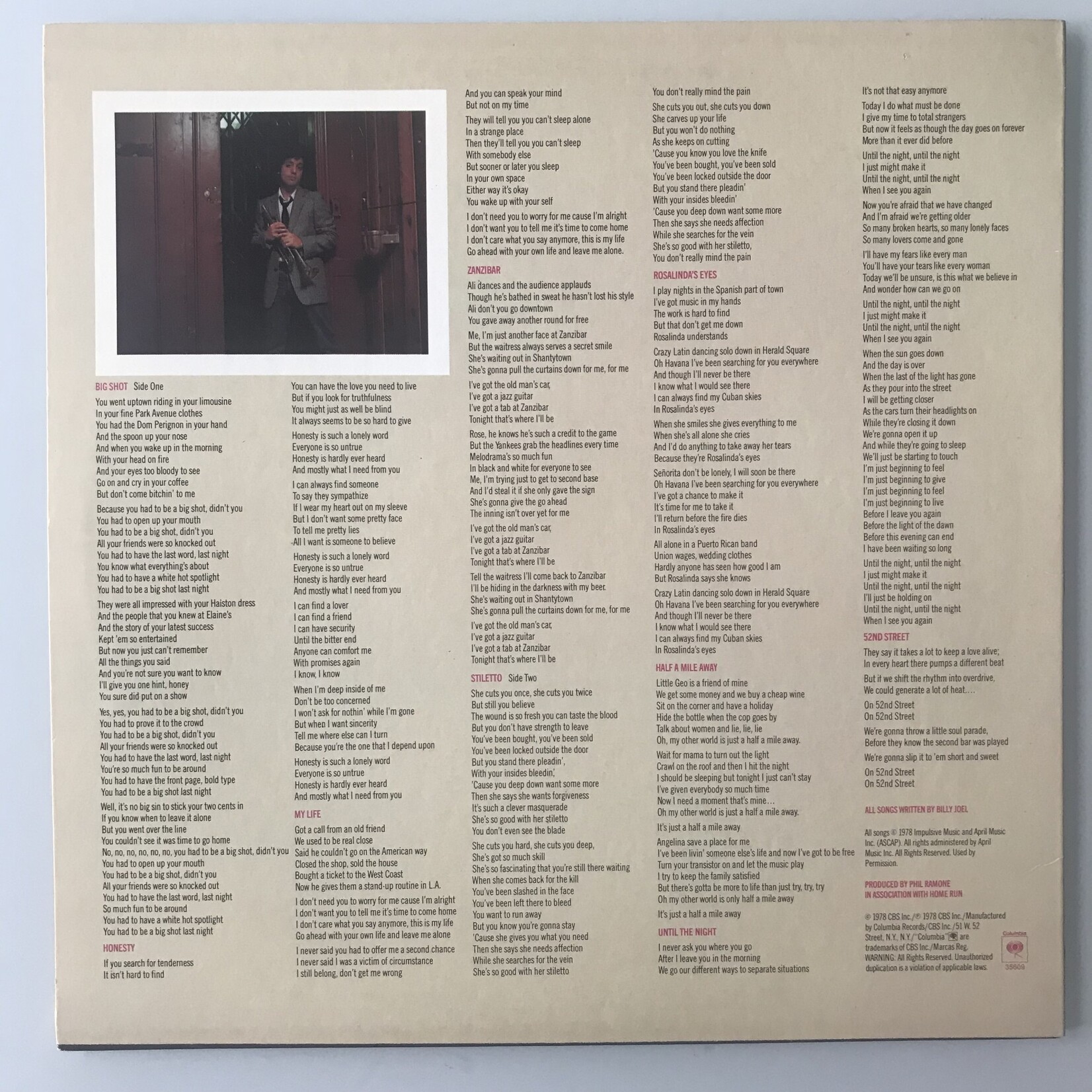 Billy Joel - 52nd Street - FC35609 - Vinyl LP (USED)